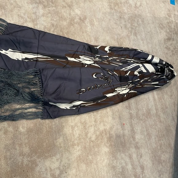 Hermes silk shawl scarf w fringe 64X12 inches - Picture 2 of 9